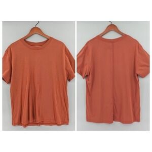 Lululemon Mens Large Orange T-Shirt Short Sleeve Pima Cotton Crew Neck Basic